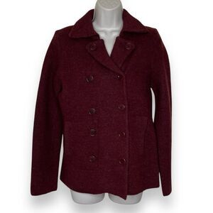 J Crew 100% Wool Double Breasted Peacoat Brick Rust Jacket Women Small Unlined